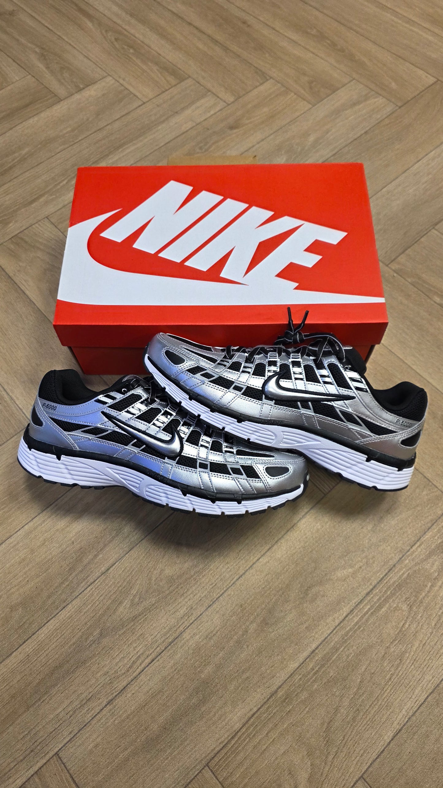 Nike P-6000 Metallic Silver Black White