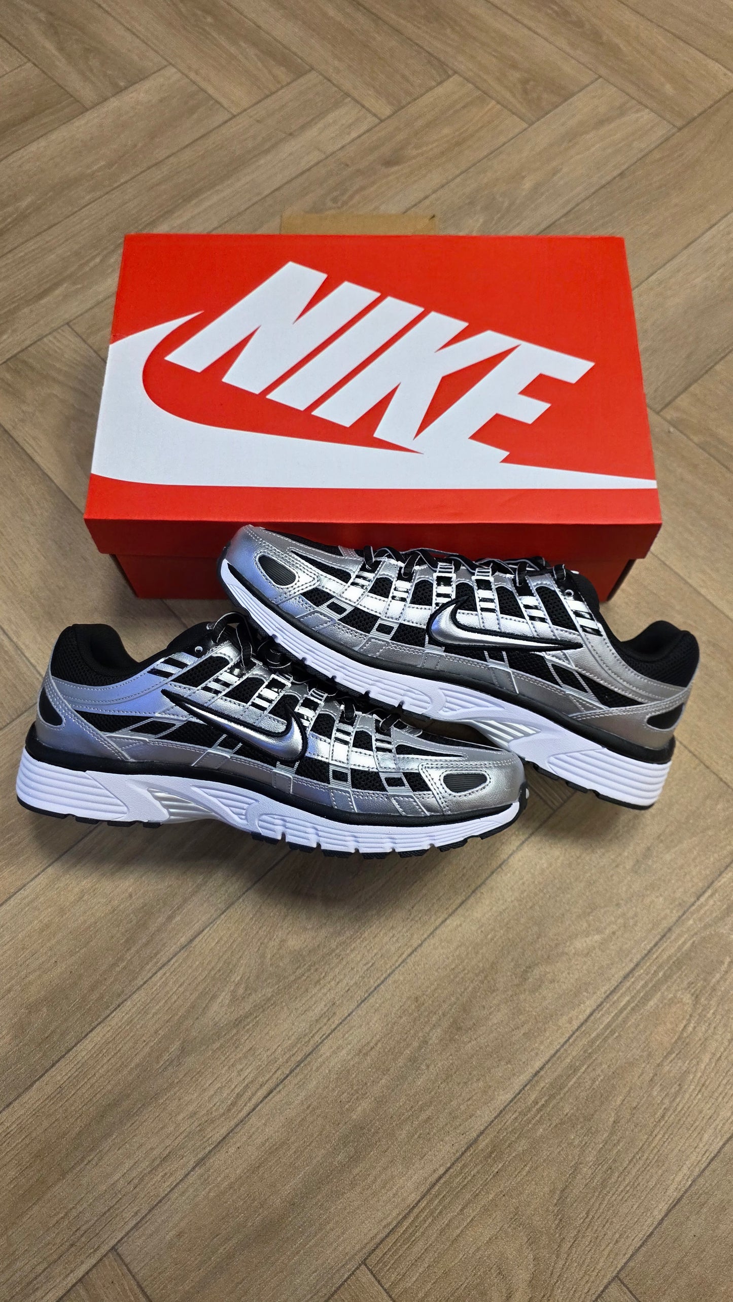 Nike P-6000 Metallic Silver Black White
