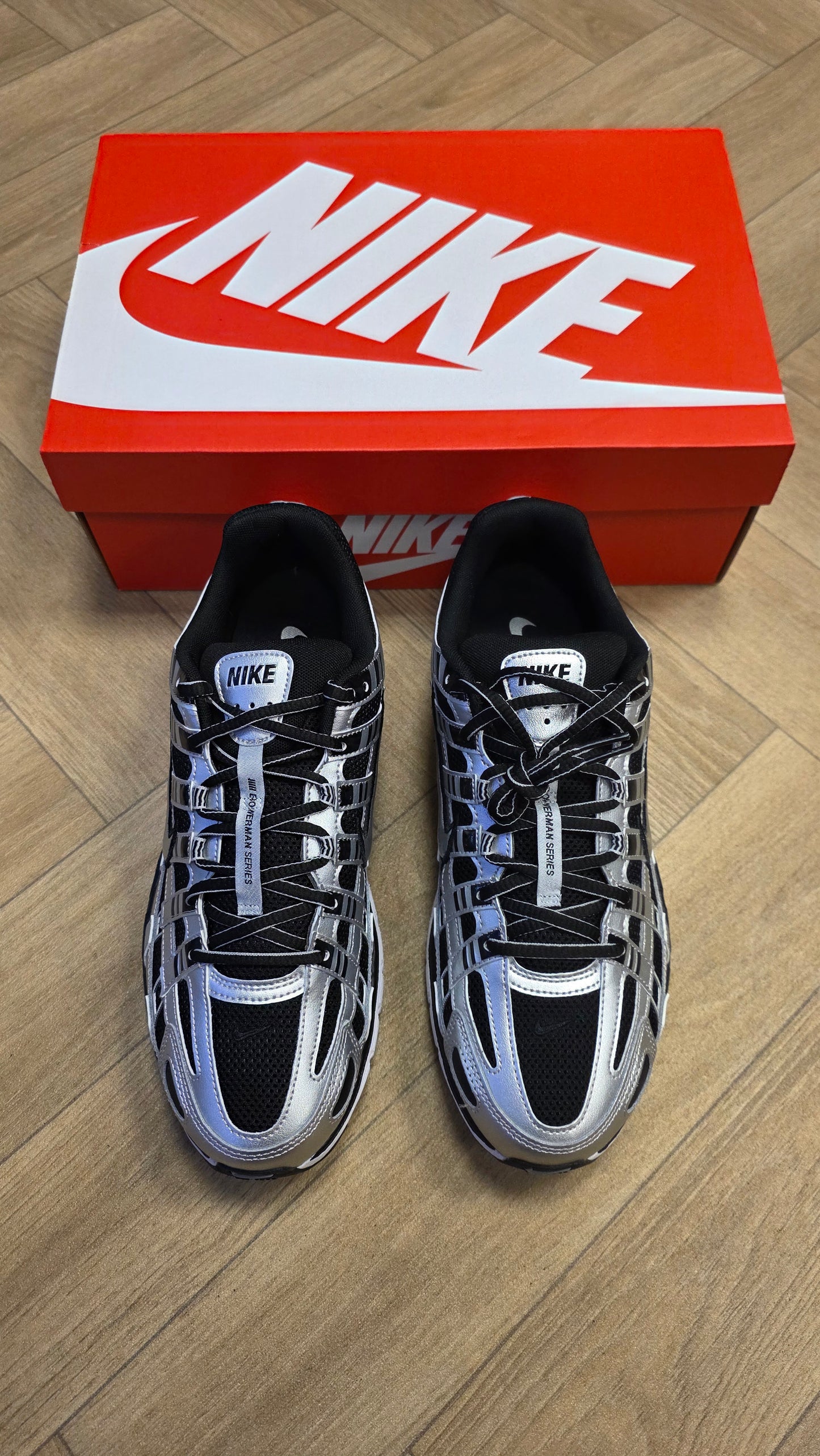Nike P-6000 Metallic Silver Black White